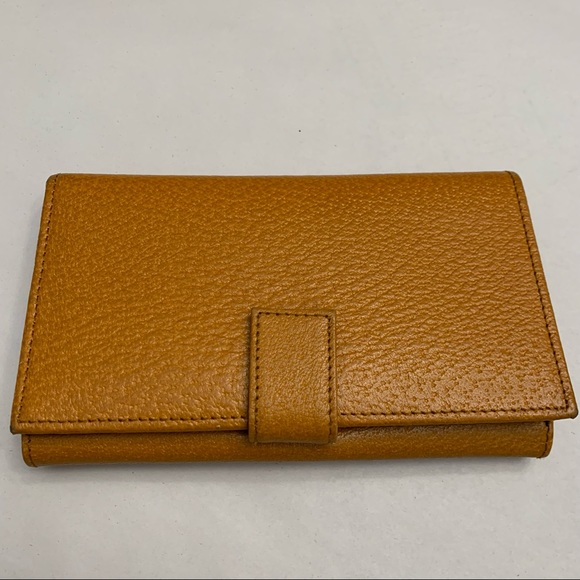 Anne Klein Leather Wallet Mustard Yellow Cute Minimalist Classy simple clutch - Picture 3 of 13